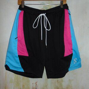 Puma X Scoot Henderson Mesh Basketball Colorblock Shorts Black Blue Pink Large